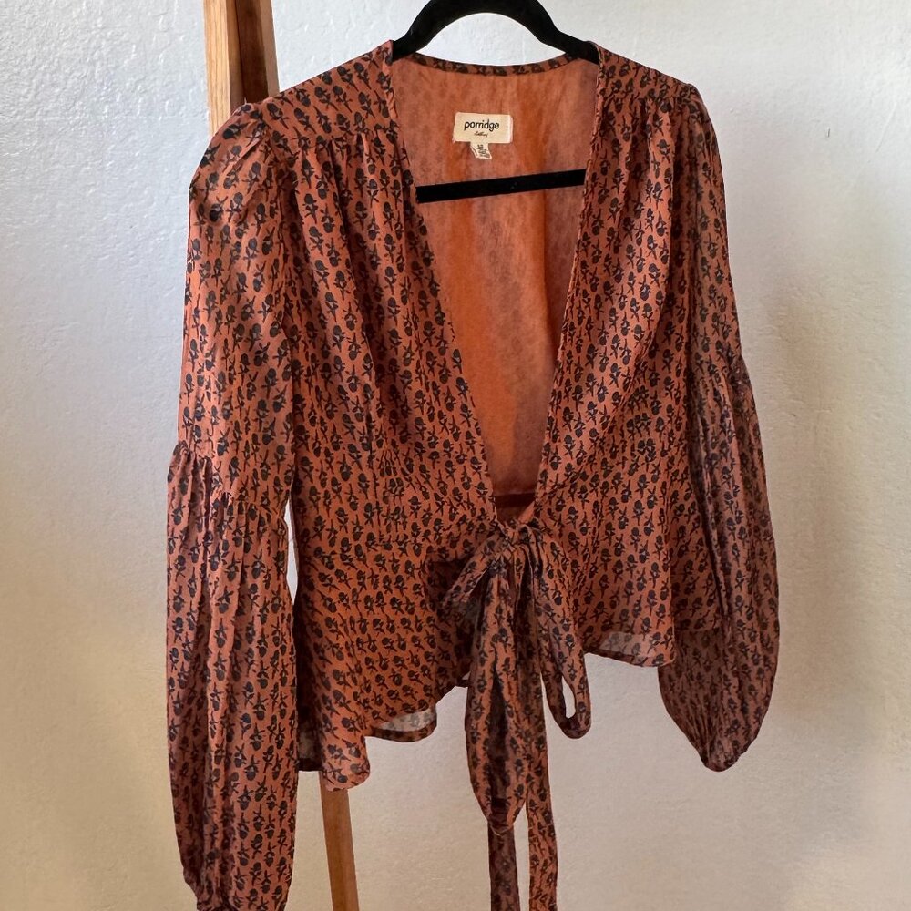 Anthropologie Puff-Sleeved Wrap Blouse